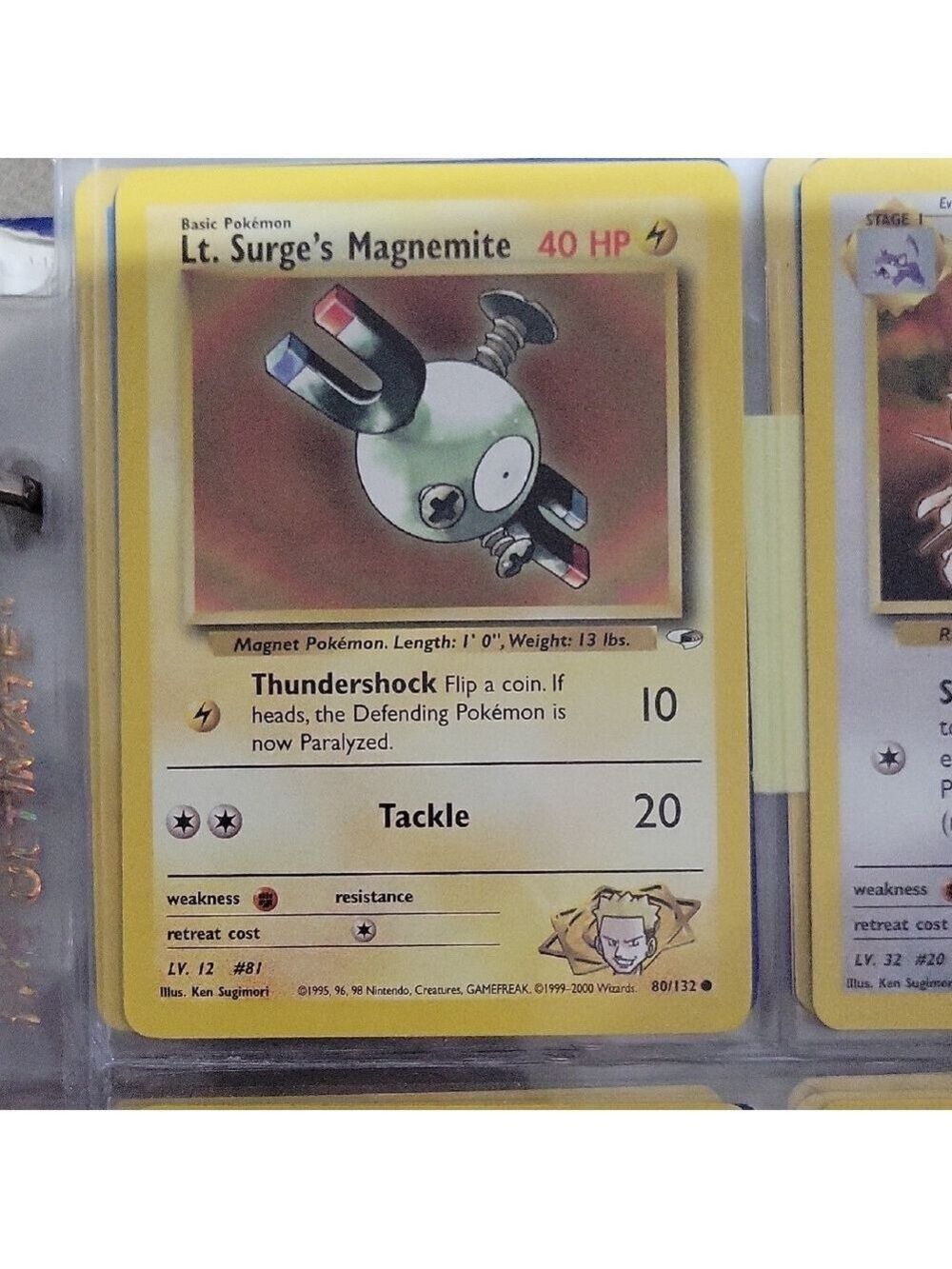 Pokemon Lt. Surge's Magnemite Card